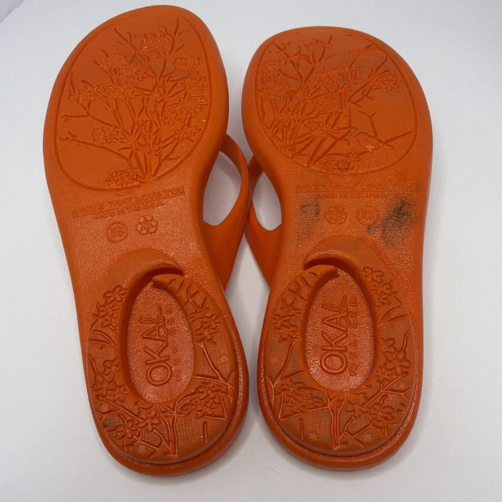 Oka B Sandal Flip Flop Thong‎ Orange Xs Kids 3-4 Costal Beach Vacation Spring